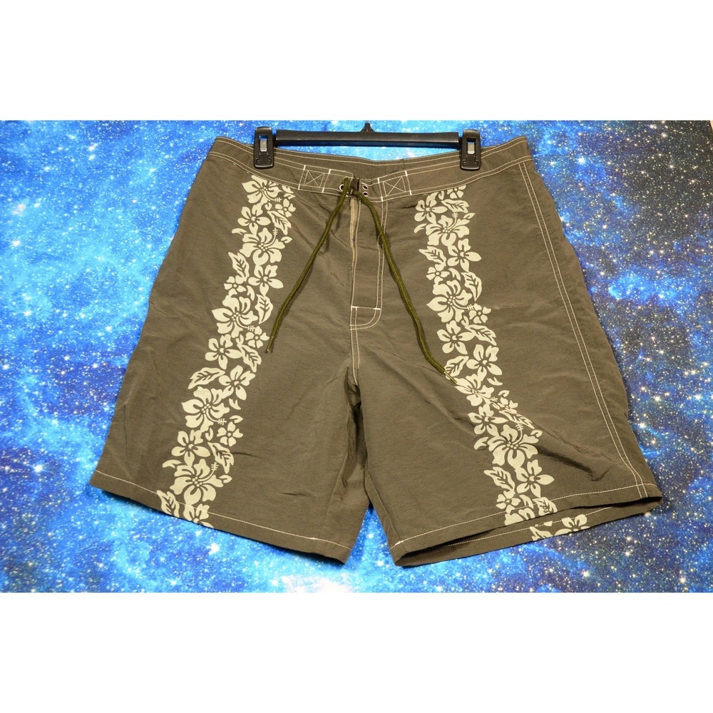 Polo By Ralph Lauren Board Shorts‎ Mens 34 Green Floral Hawaiian Swim Trunks